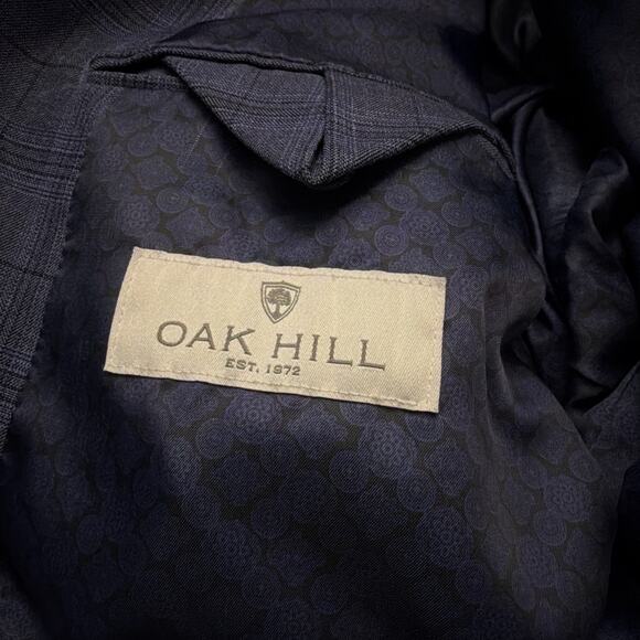 Oak Hill Blazer Mens 2XLT 50L 52L Blue Plaid Two Button - Picture 2 of 12